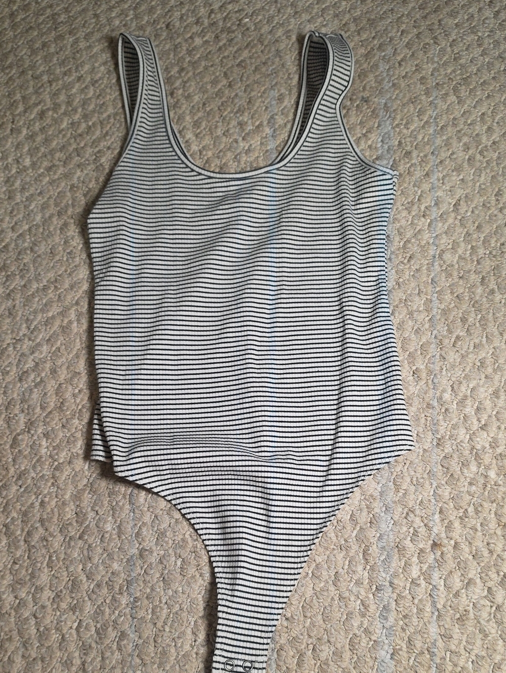 American Eagle Outfitters Black & White Striped One-Piece Bodysuit